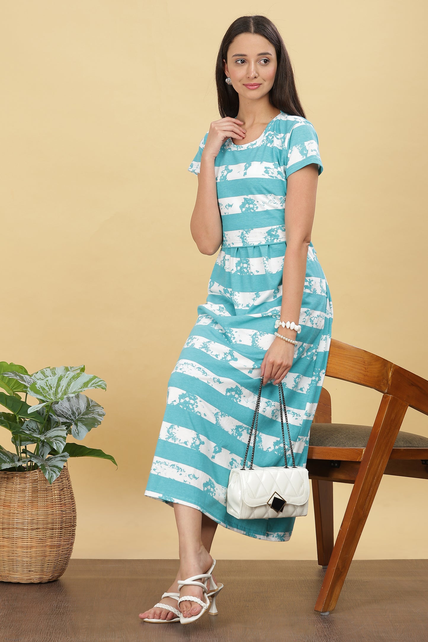 ZIPLESS MATERNITY WEAR SHORTSLEEVE - OCEAN BREEZE MAXI