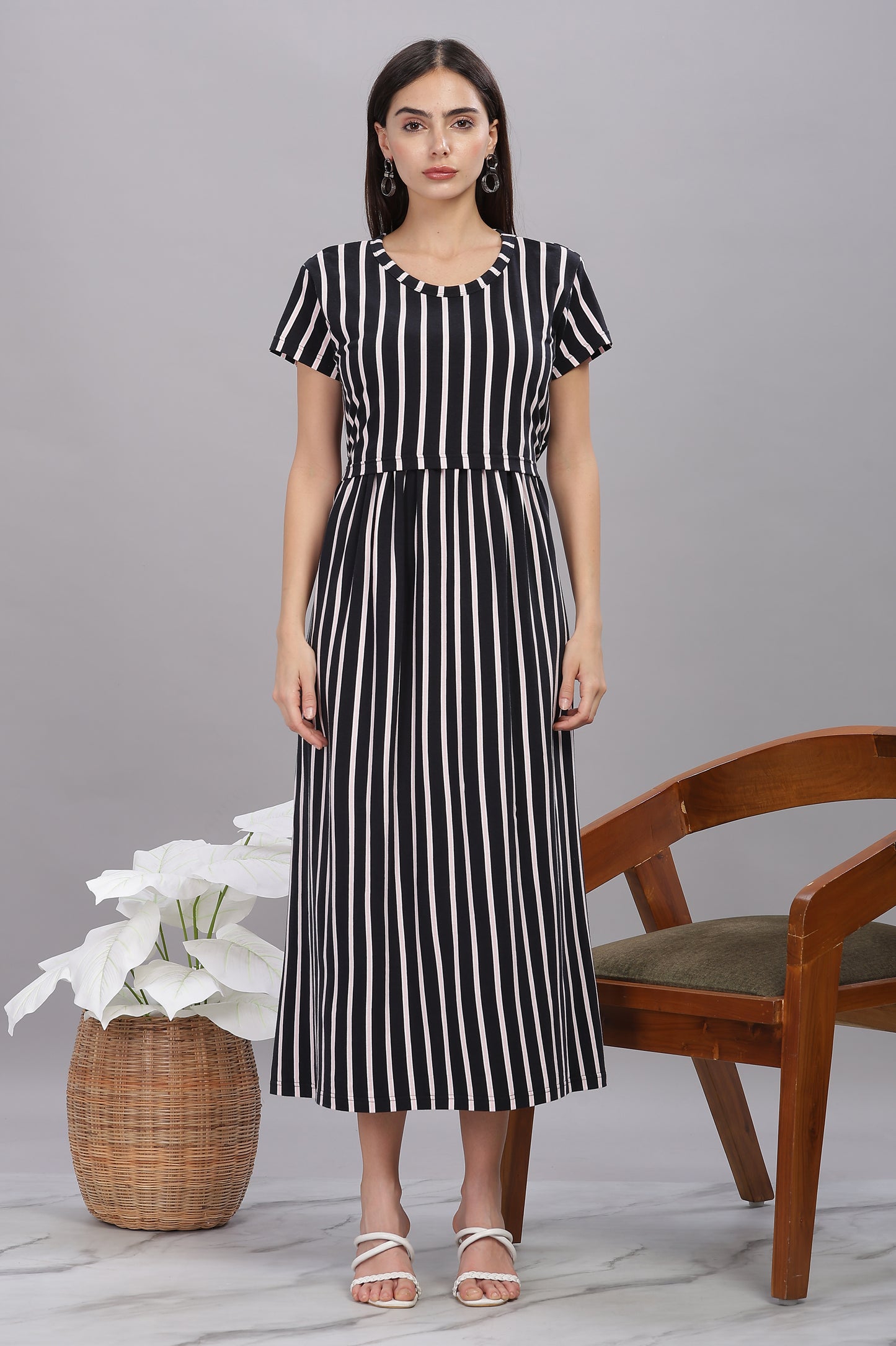 ZIPLESS MATERNITY WEAR SHORTSLEEVE - URBAN STRIPE CHIC