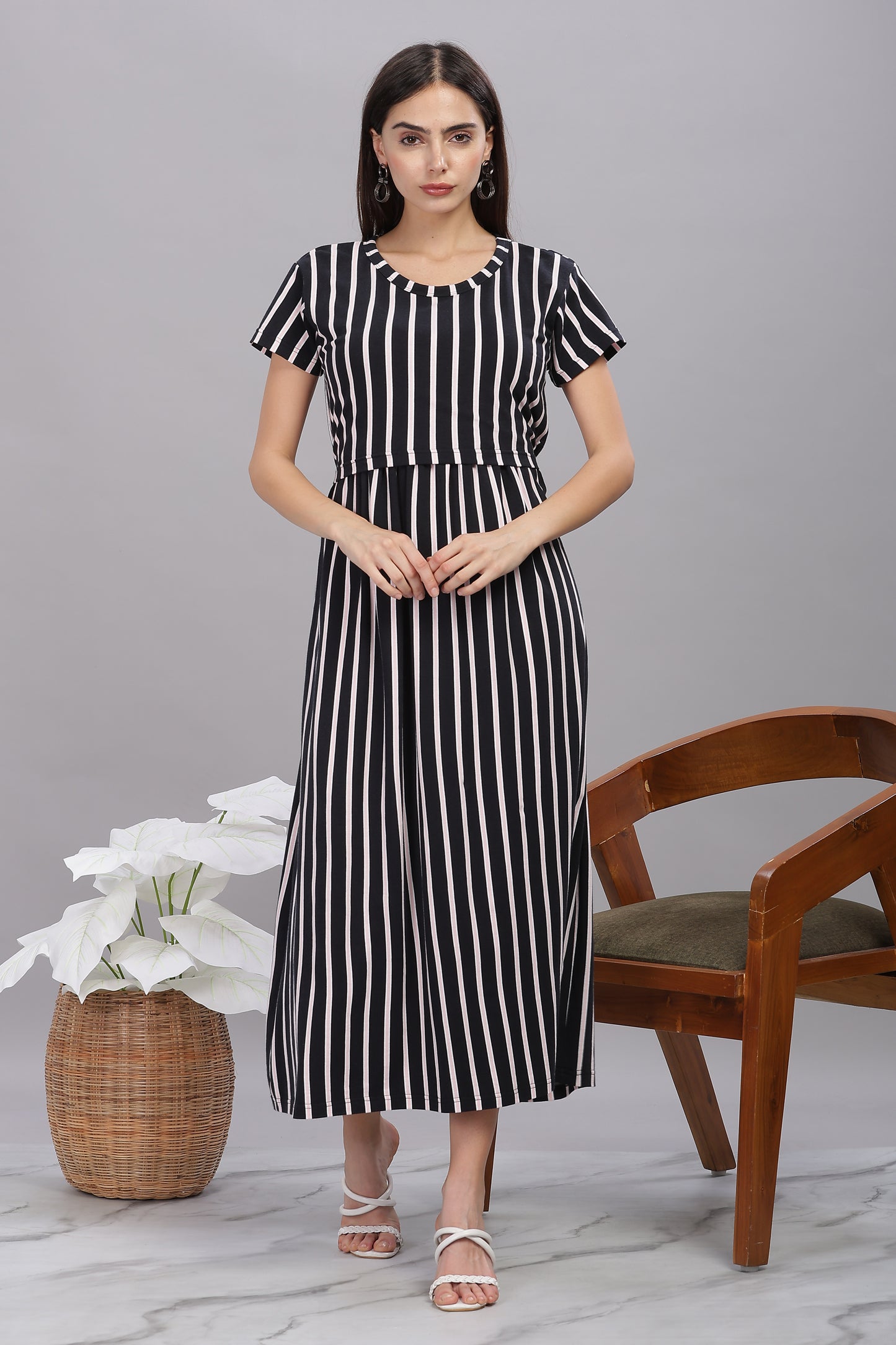 ZIPLESS MATERNITY WEAR SHORTSLEEVE - URBAN STRIPE CHIC