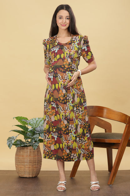 ZIPLESS MATERNITY WEAR PUFFSLEEVE - WOODLAND WHISPER