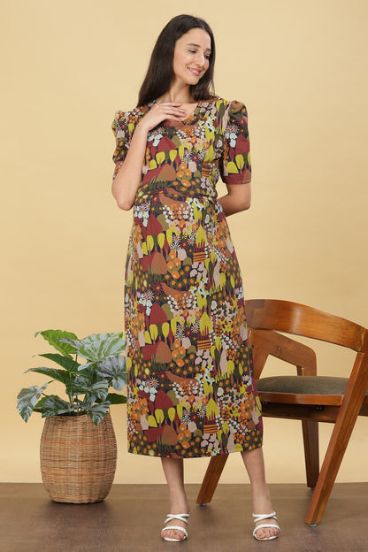 ZIPLESS MATERNITY WEAR PUFFSLEEVE - WOODLAND WHISPER