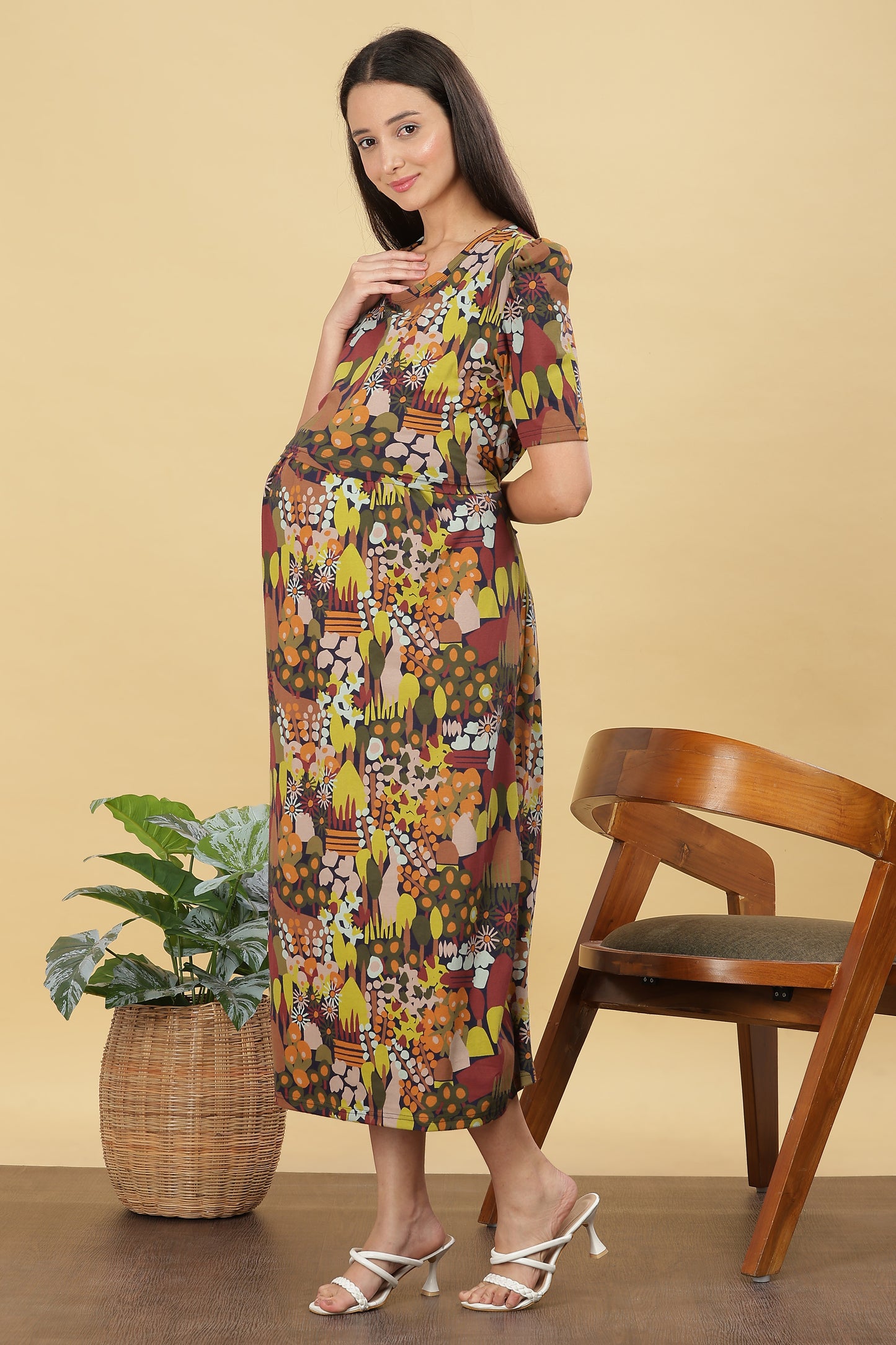 ZIPLESS MATERNITY WEAR PUFFSLEEVE - WOODLAND WHISPER