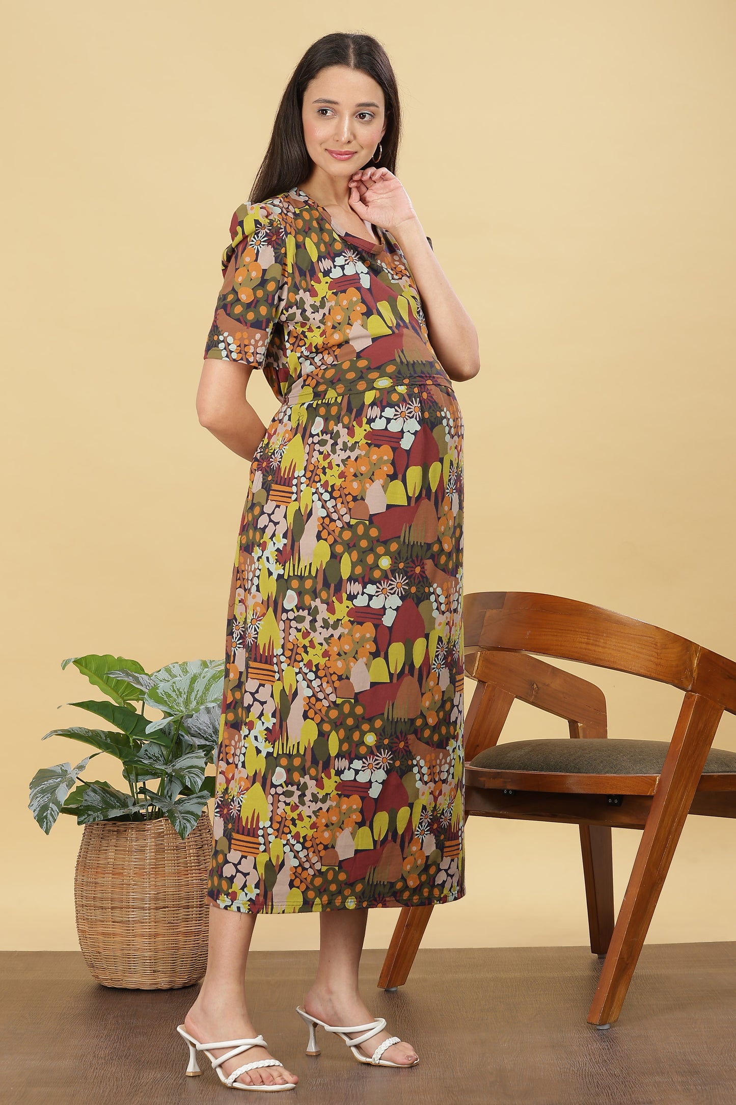 ZIPLESS MATERNITY WEAR PUFFSLEEVE - WOODLAND WHISPER
