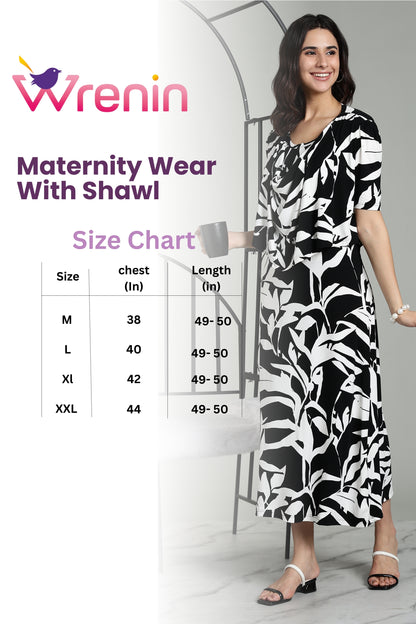 Maternity wear with Shawl - Ebony Flora