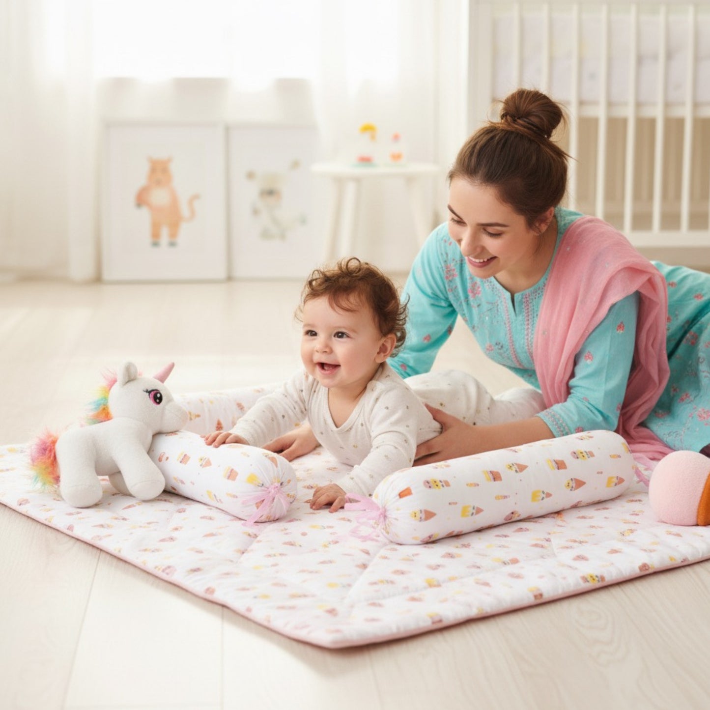 COTTON-QUILTED-MATRESS&BOLSTERS - SUGAR SPRINKLE SLUMBER