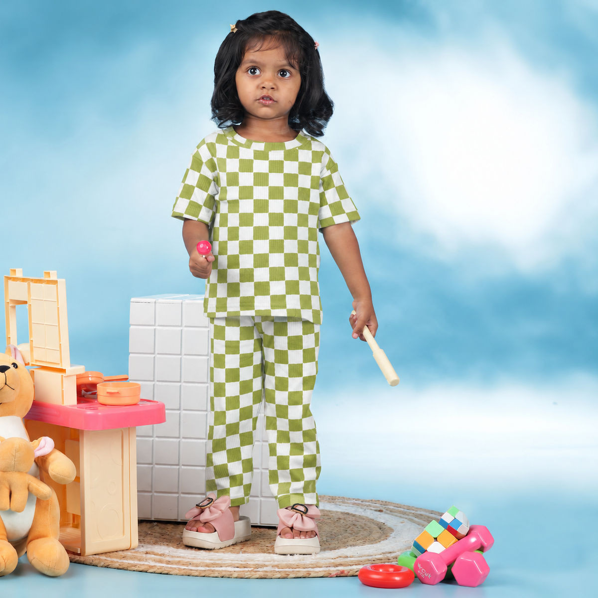 Coord Set |Relaxed Fit| Unisex |  Waffle Cotton | AZO Free Dyes | Matcha