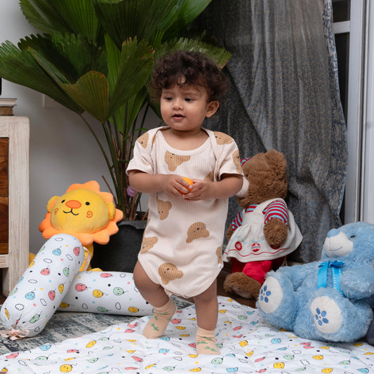 Romper Half Sleeve Printed - Snuggle Bear