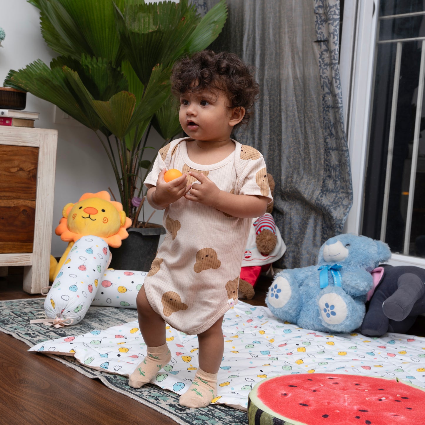 Romper Half Sleeve Printed - Snuggle Bear