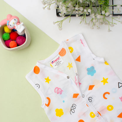 Muslin Jabla Button Sleeveless - Geo Play