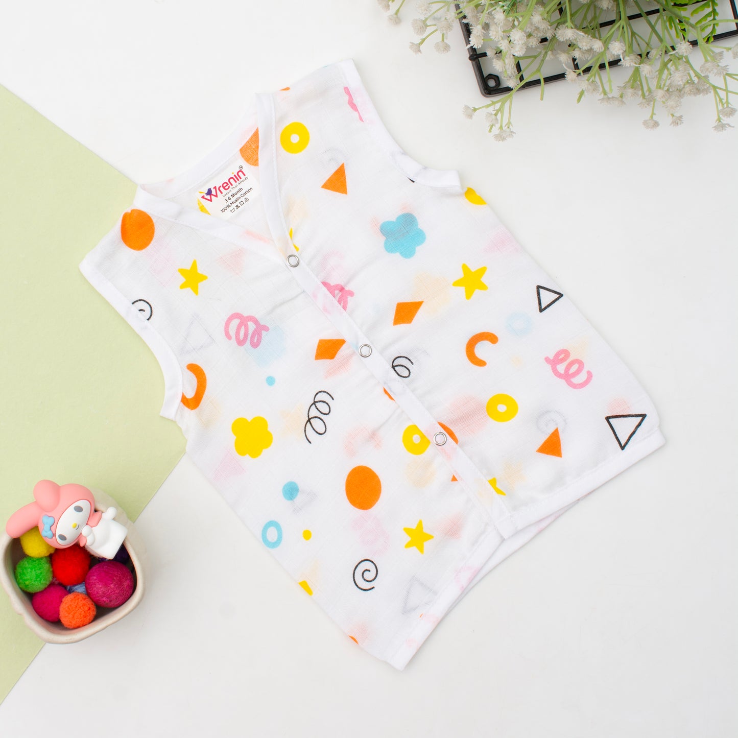 Muslin Jabla Button Sleeveless - Geo Play