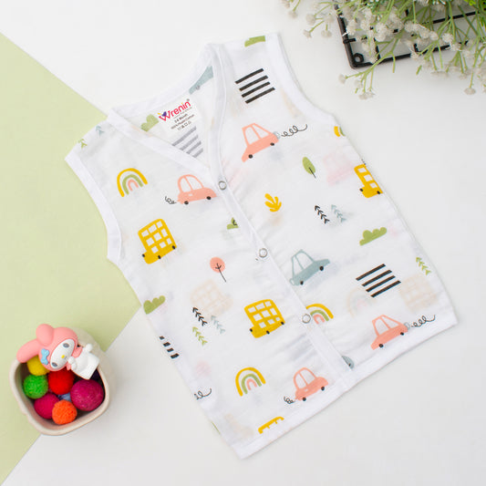 MUSLIN-JABLA BUTTON-Sleeveless-WANDER WHEELS