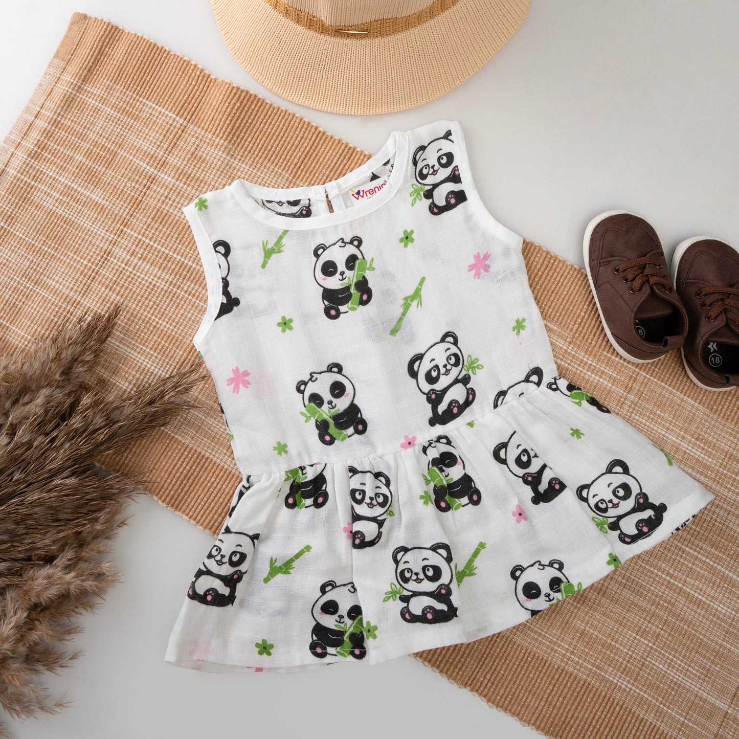 MUSLIN-FROCK-FRILL BOTTOM-Panda Charm