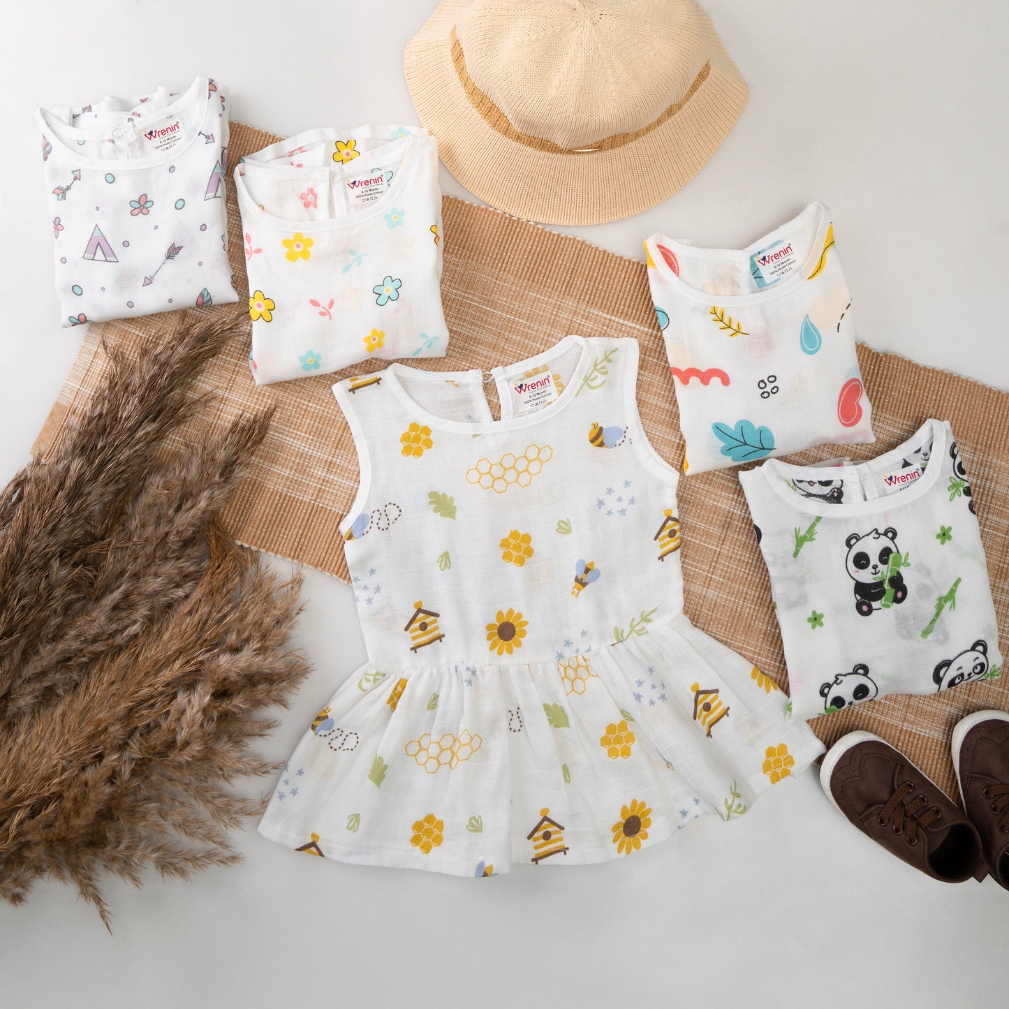 MUSLIN-FROCK-FRILL BOTTOM-Panda Charm