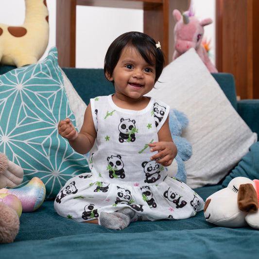 MUSLIN-FROCK-FRILL BOTTOM-Panda Charm
