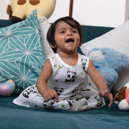 MUSLIN-FROCK-FRILL BOTTOM-Panda Charm