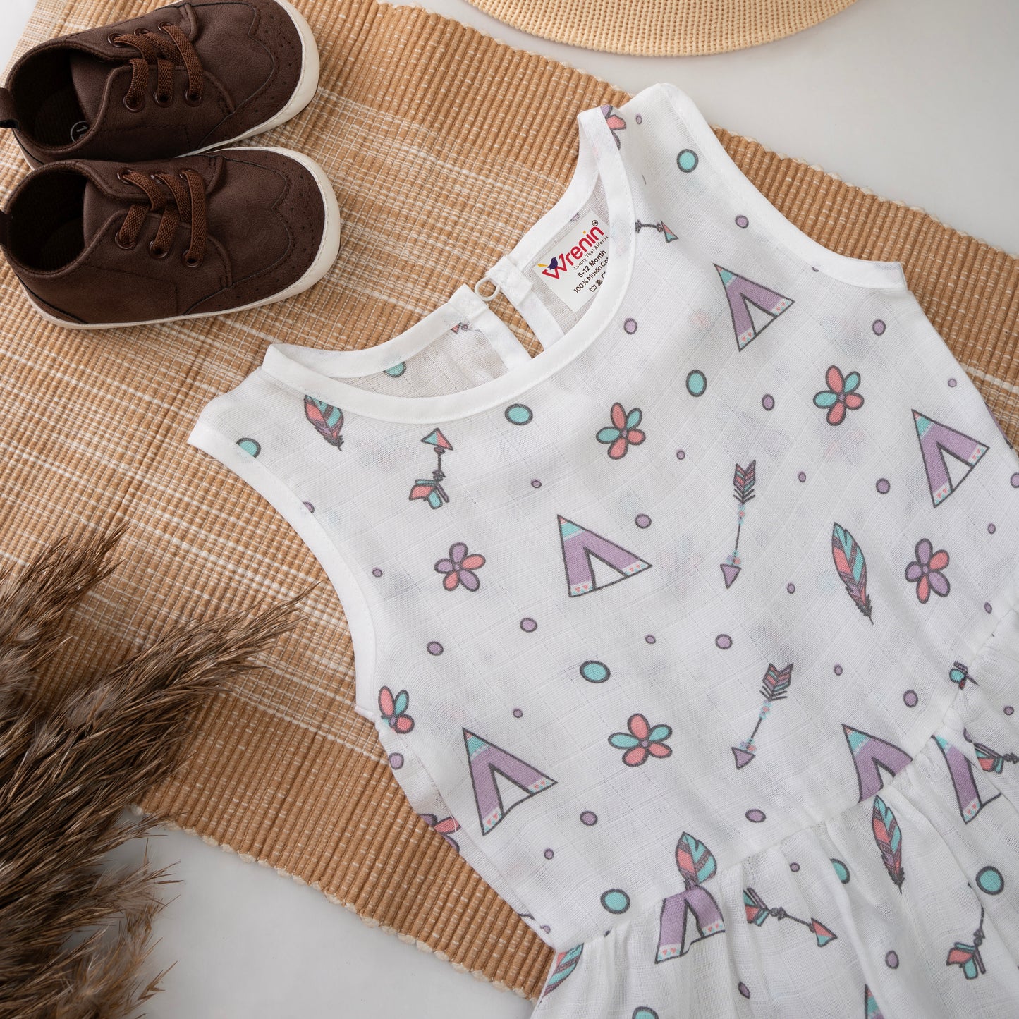 MUSLIN-FROCK- FRIL BOTTOM - ARROWS & BLOOMS