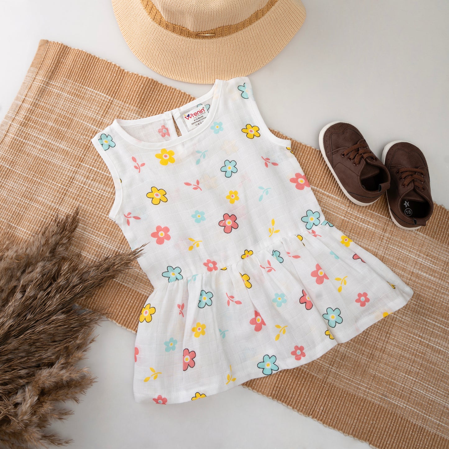 MUSLIN-FROCK-FRILL BOTTOM-FLORAL FLUTTER