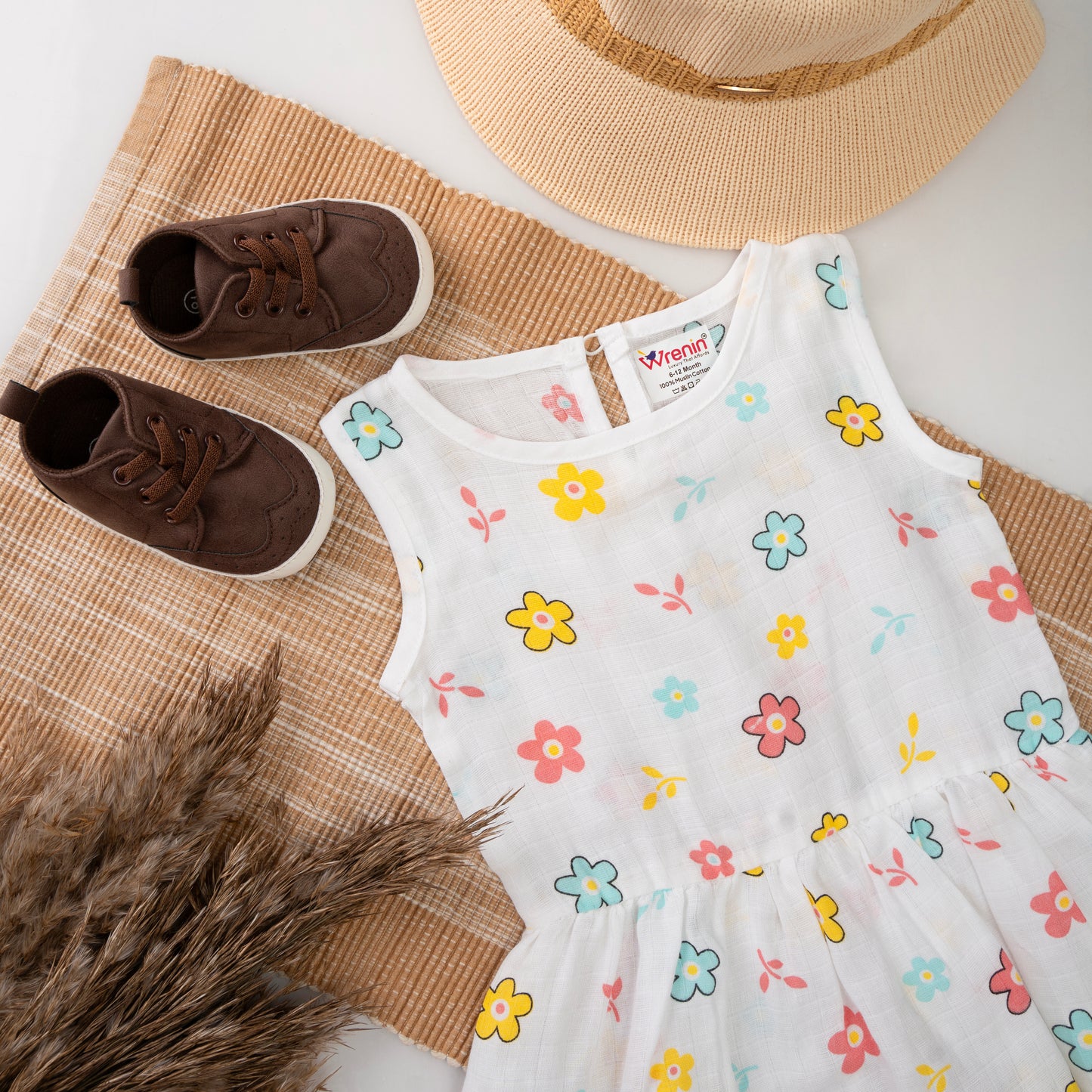 MUSLIN-FROCK-FRILL BOTTOM-FLORAL FLUTTER
