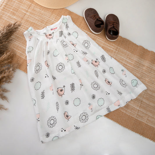 Muslin Frock Frill zip - Garden Melody