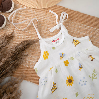 MUSLIN FROCK FRILL KNOT - SWEET NECTAR