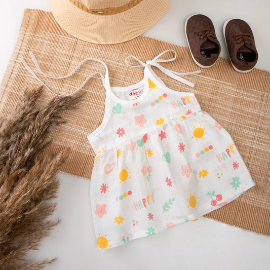 MUSLIN FROCK FRILL KNOT - HAPPY HORIZONS