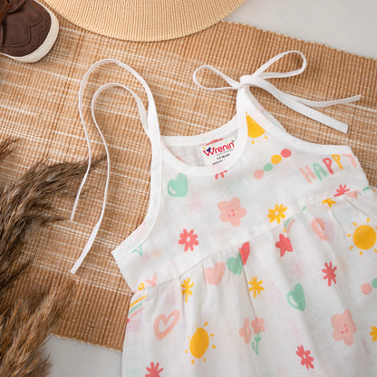 MUSLIN FROCK FRILL KNOT - HAPPY HORIZONS