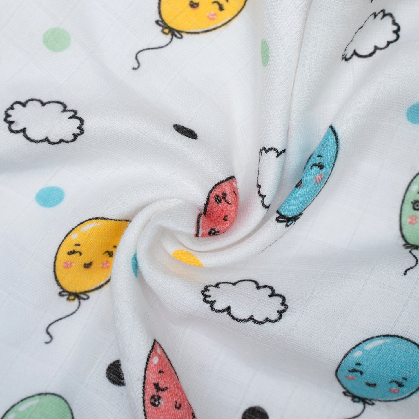 MUSLIN-WIPES WITH LOOP - FLOTING SMILES
