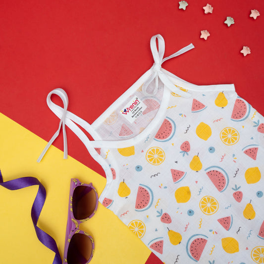 BAMBOO + ORGANIC - MUSLIN - JABLA KNOT - FRUIT FRENZY