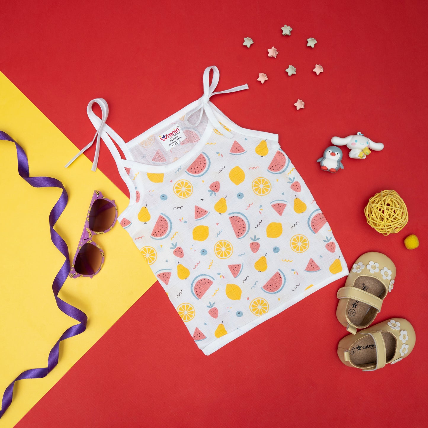 BAMBOO + ORGANIC - MUSLIN - JABLA KNOT - FRUIT FRENZY
