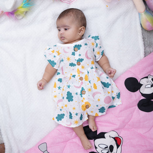 BAMBOO + ORGANIC - MUSLIN - FROCK SLEEVE - CLOUDY TWILIGHT