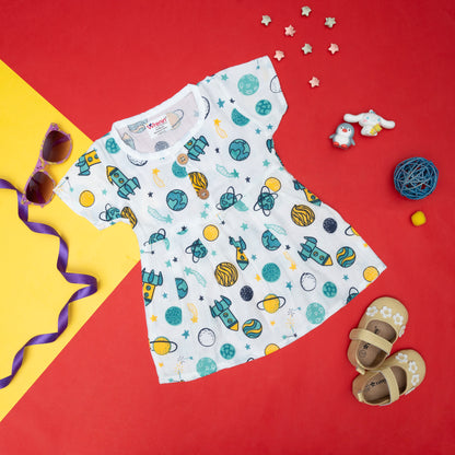 BAMBOO + ORGANIC - MUSLIN - FROCK SLEEVE - SPACE CADET