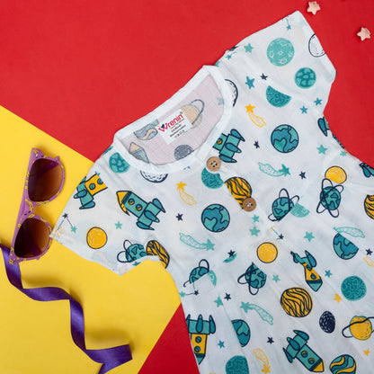 BAMBOO + ORGANIC - MUSLIN - FROCK SLEEVE - SPACE CADET