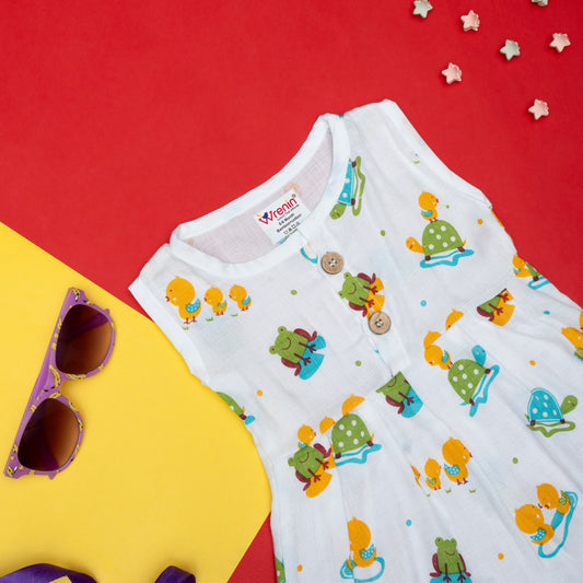 BAMBOO + ORGANIC - MUSLIN - FROCK SLEEVELESS - HOP & SPLASH