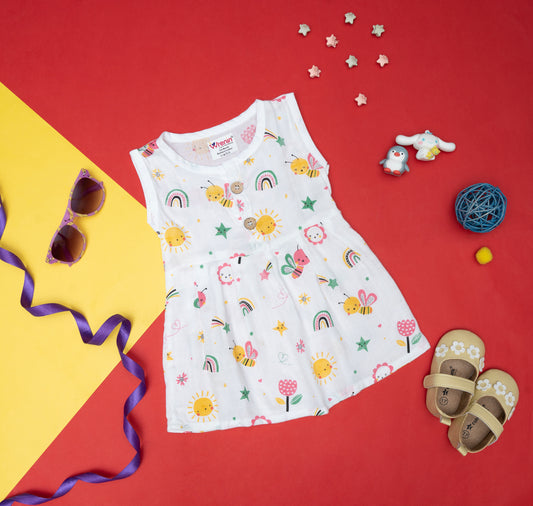BAMBOO + ORGANIC - MUSLIN - FROCK SLEEVELESS - FLUTTER & BLOOM