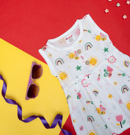 BAMBOO + ORGANIC - MUSLIN - FROCK SLEEVELESS - FLUTTER & BLOOM