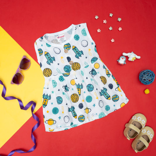 BAMBOO + ORGANIC - MUSLIN - FROCK SLEEVELESS - SPACE CADET