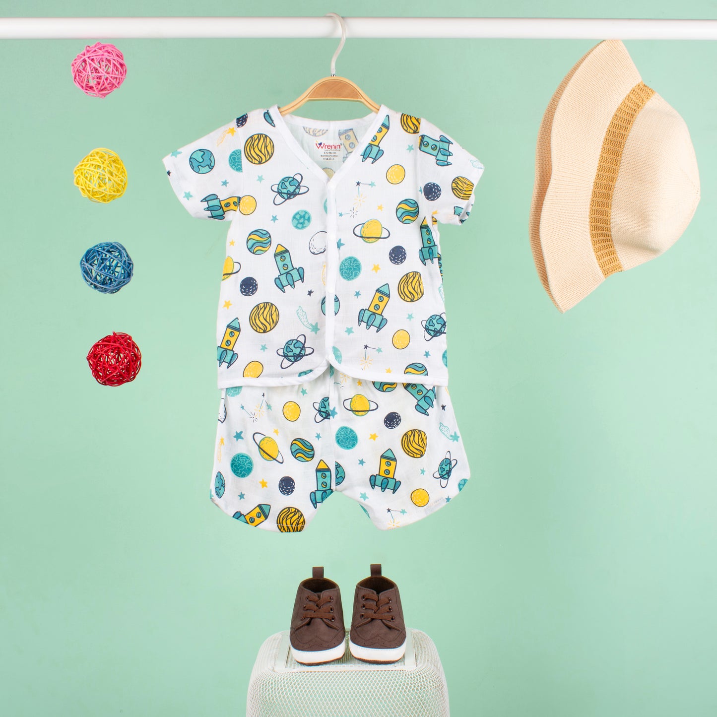 BAMBOO + ORGANIC - MUSLIN - HALF SLEEVE SHORTS SET - SPACE CADET