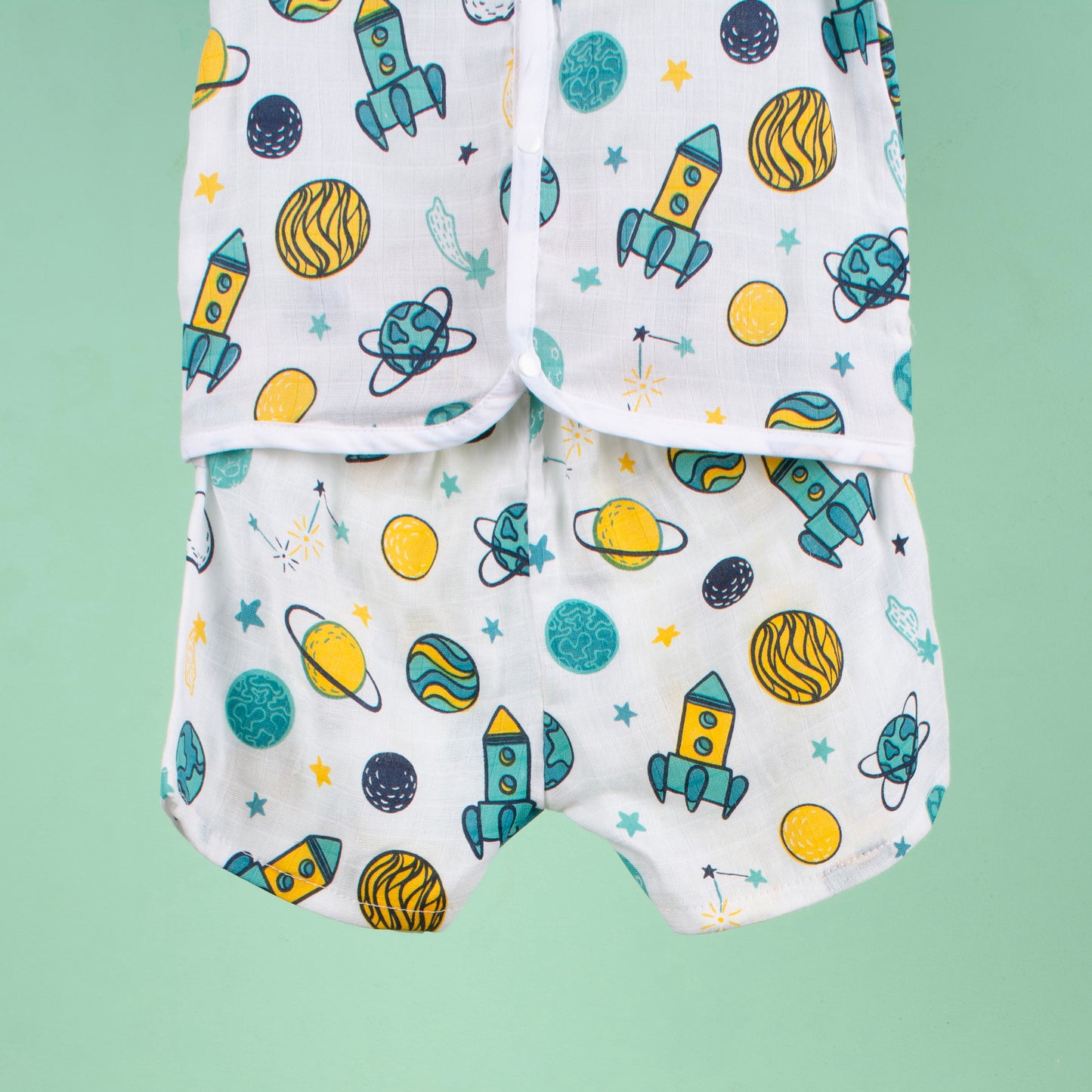 BAMBOO + ORGANIC - MUSLIN - HALF SLEEVE SHORTS SET - SPACE CADET