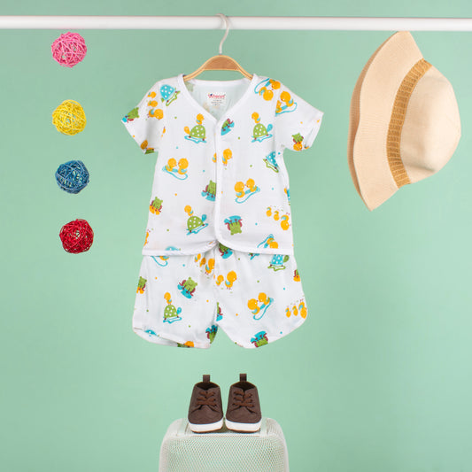 BAMBOO + ORGANIC - MUSLIN - HALF SLEEVE SHORTS SET - HOP & SPLASH