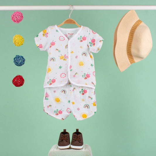 BAMBOO + ORGANIC - MUSLIN - HALF SLEEVE SHORTS SET - FLUTTER & BLOOM