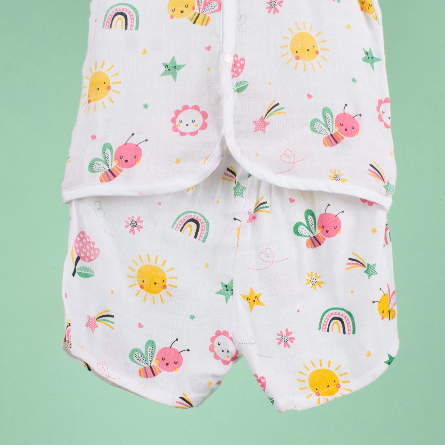 BAMBOO + ORGANIC - MUSLIN - HALF SLEEVE SHORTS SET - FLUTTER & BLOOM