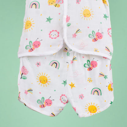 BAMBOO + ORGANIC - MUSLIN - HALF SLEEVE SHORTS SET - FLUTTER & BLOOM