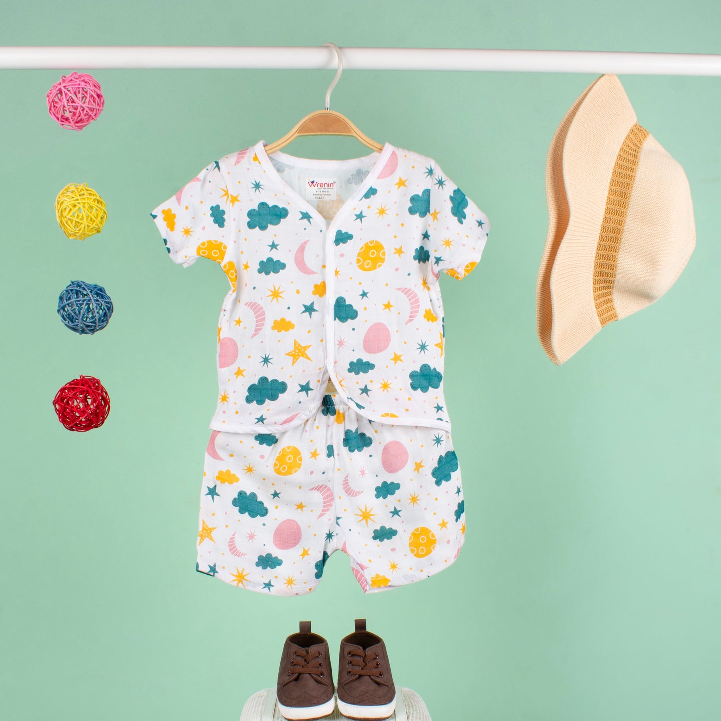 BAMBOO + ORGANIC - MUSLIN - HALF SLEEVE SHORTS SET - CLOUDY TWILIGHT
