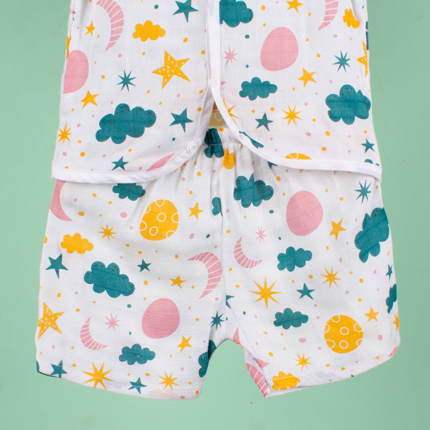 BAMBOO + ORGANIC - MUSLIN - HALF SLEEVE SHORTS SET - CLOUDY TWILIGHT