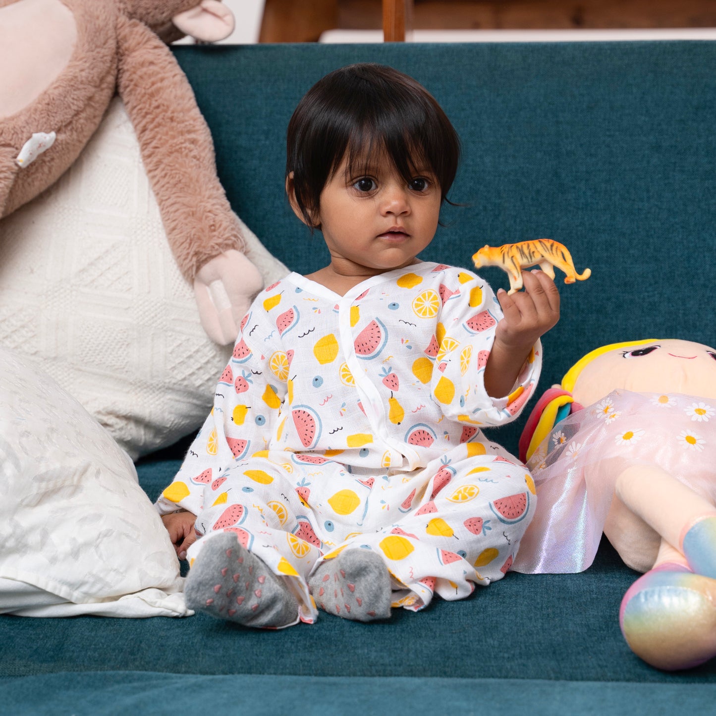 BAMBOO + ORGANIC - MUSLIN - FULL SLEEVE PANT SET - FRUIT FRENZY