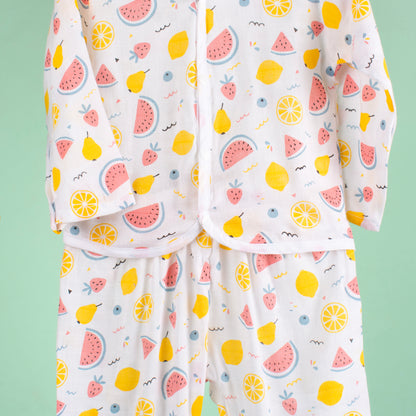 BAMBOO + ORGANIC - MUSLIN - FULL SLEEVE PANT SET - FRUIT FRENZY