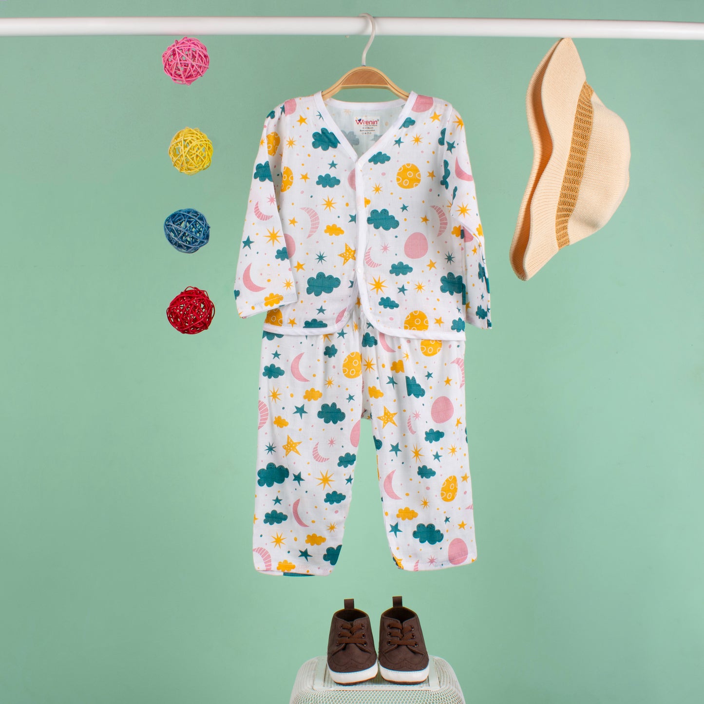 BAMBOO + ORGANIC - MUSLIN - FULL SLEEVE PANT SET - CLOUDY TWILIGHT