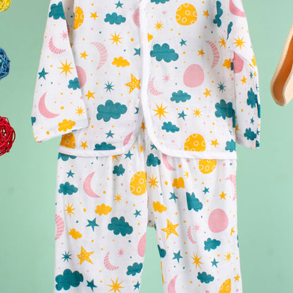 BAMBOO + ORGANIC - MUSLIN - FULL SLEEVE PANT SET - CLOUDY TWILIGHT