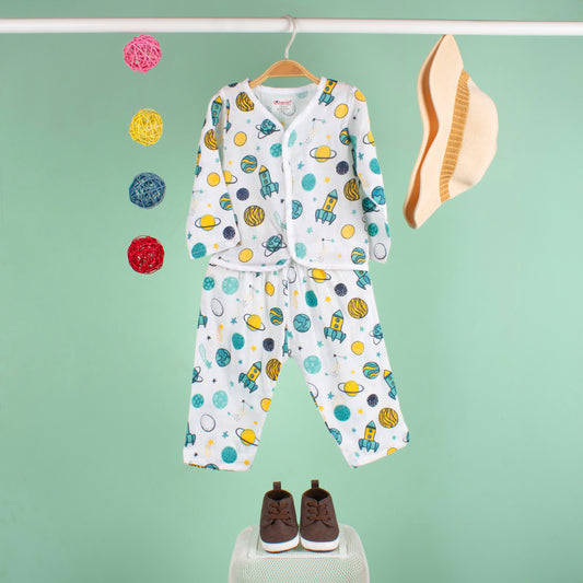 BAMBOO + ORGANIC - MUSLIN - FULL SLEEVE PANT SET - SPACE CADET