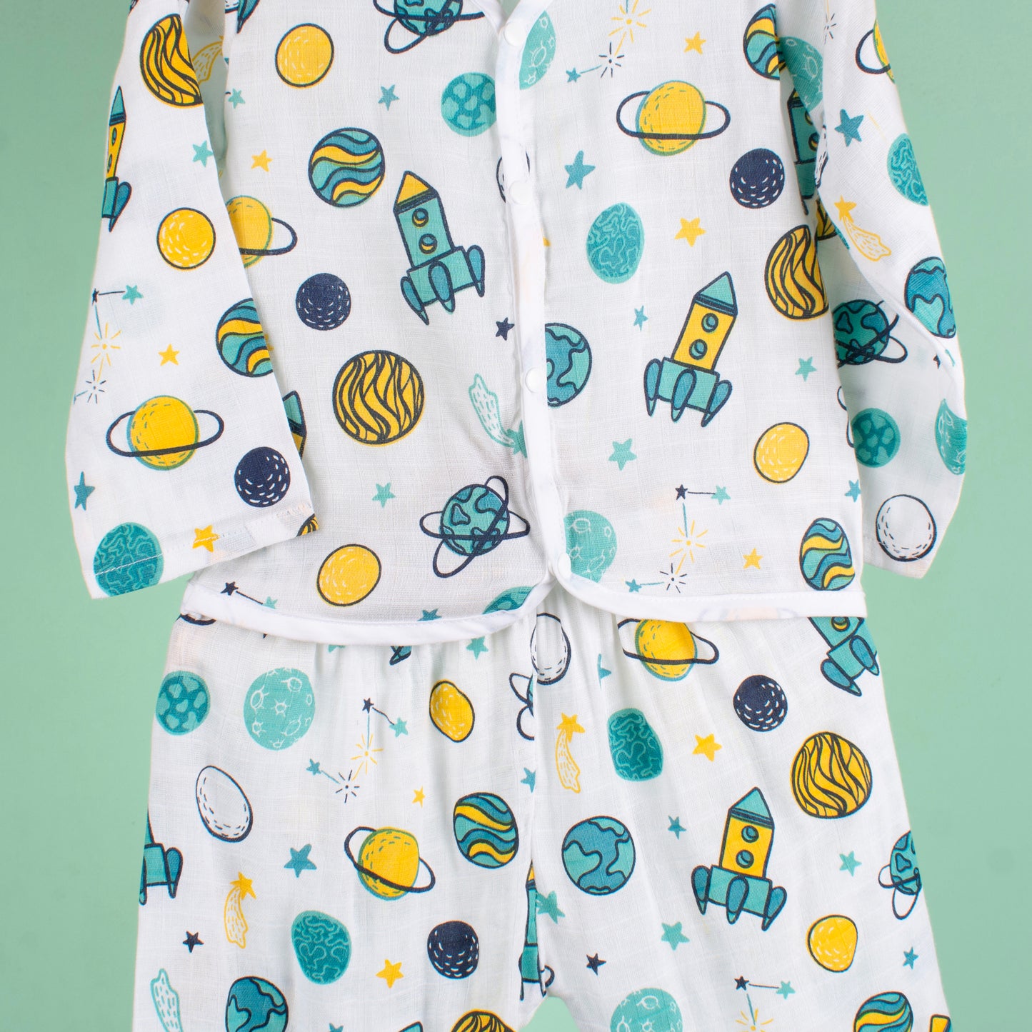 BAMBOO + ORGANIC - MUSLIN - FULL SLEEVE PANT SET - SPACE CADET